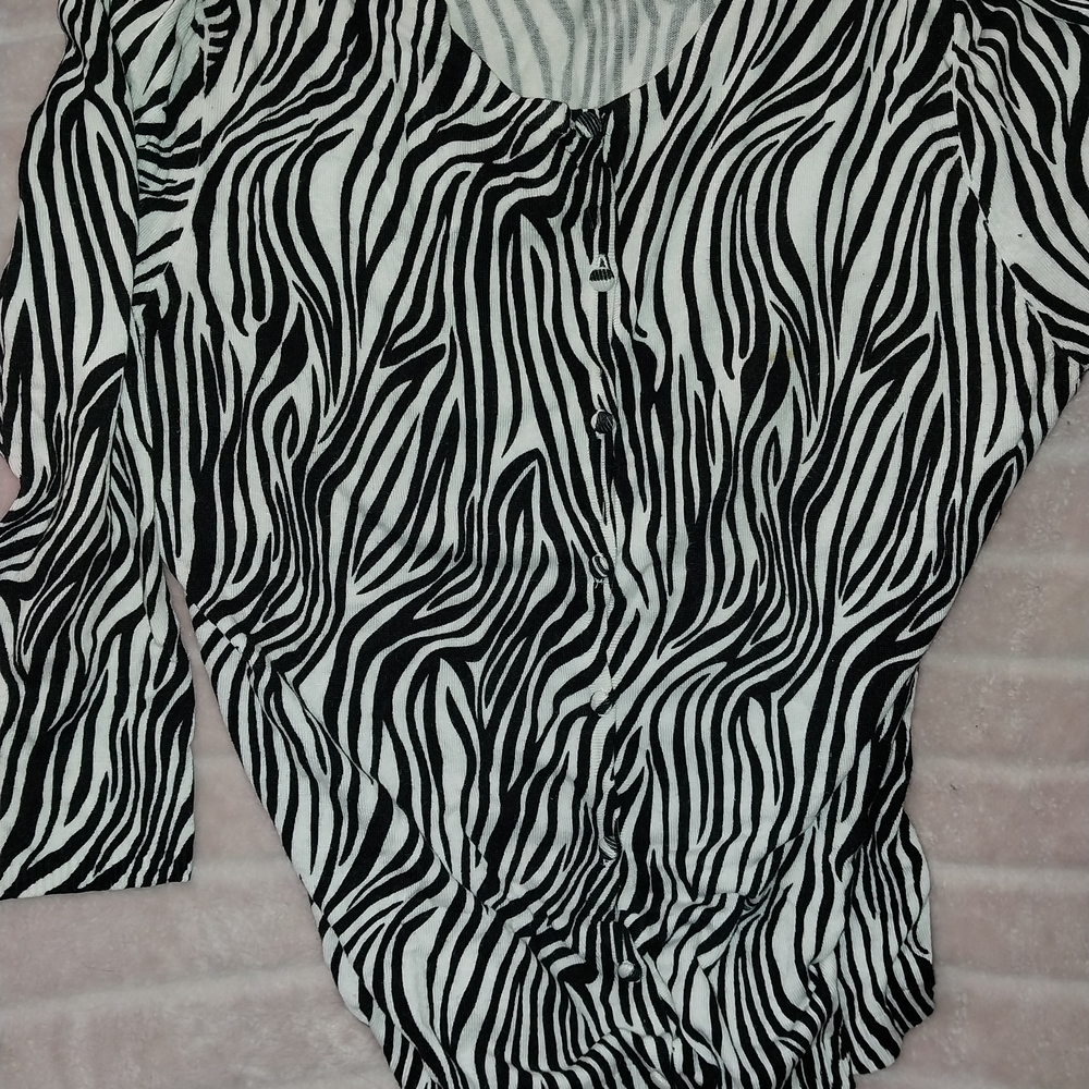 Zebra Print Button-Up Top